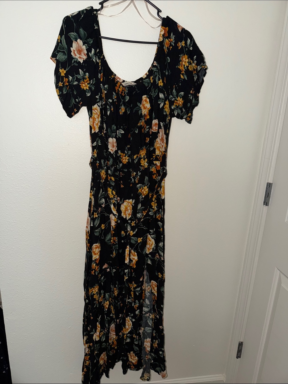 Liberty Love Black Floral Maxi Dress with Yellow and Cream Blooms